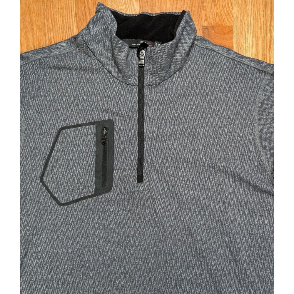 RLX Ralph Lauren Pullover Mens 2XL Herringbone 1/4 Zip Luxury Jersey Gray